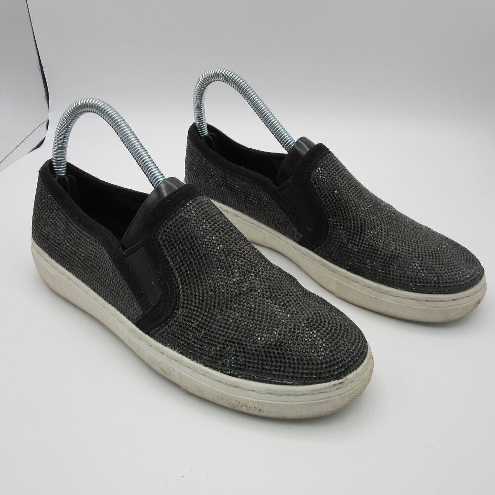 Skechers Sneaker  Black Metallic Slip On Shoes Sequins Memory Foam Women's 6.5
